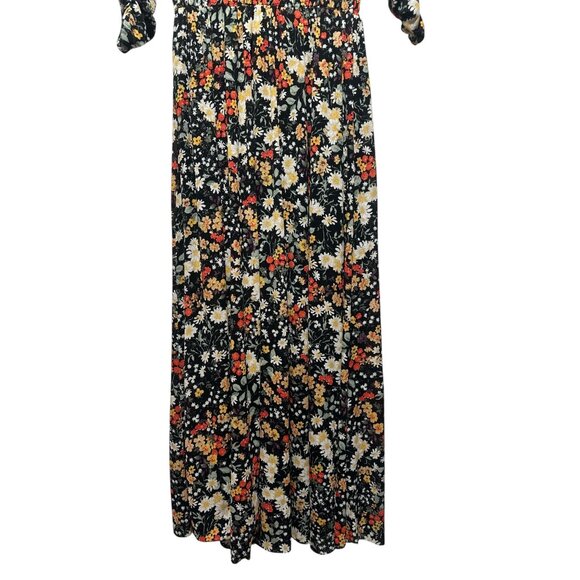 Anthropologie Omya Fall Flora Maxi Dress XS Back Orange Smocked Waist Scoop Neck - Picture 16 of 16